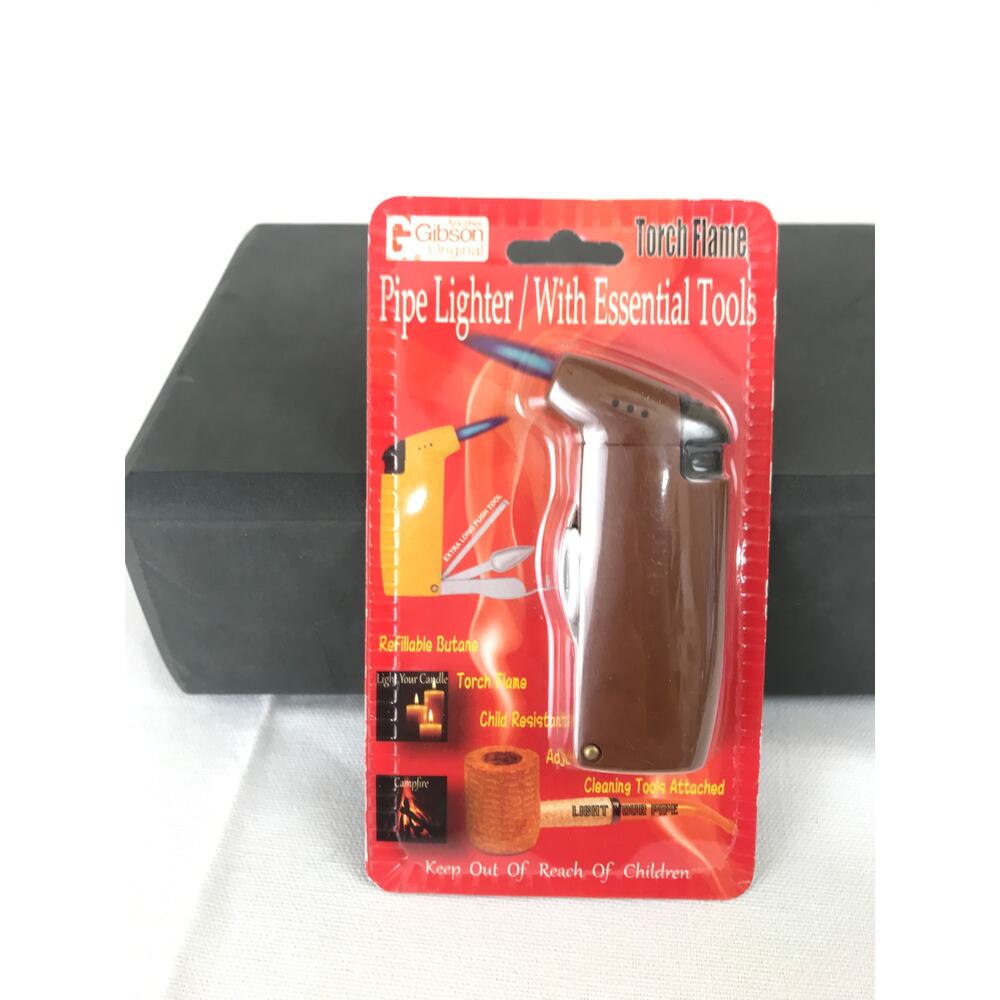 Pipe lighter with tools brown refillable butane Gibson New